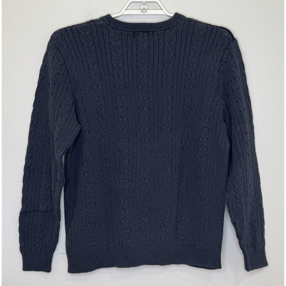 Eddie Bauer Fisherman Cable Knit Sweater Mens‎ Large Tall Blue Crew Neck Grandpa - Picture 5 of 7
